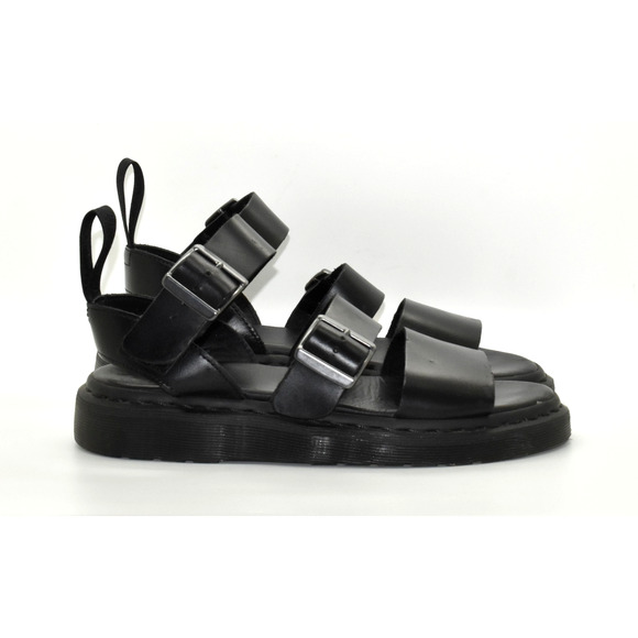 B0 Auth DR MARTENS Gryphon Black Brando Leather Gladiator Sandals Sz US 7 EU 39
